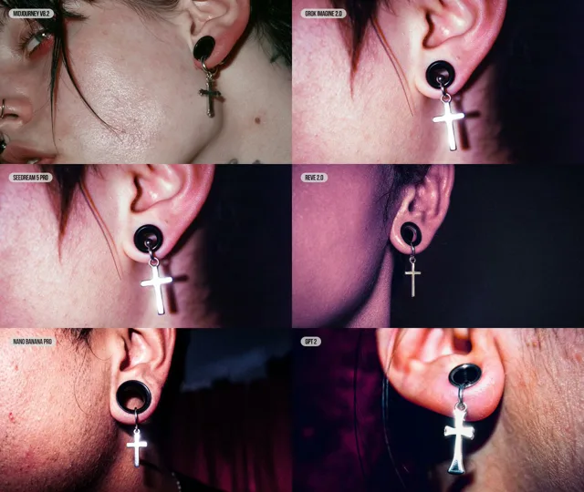E-commerce Main Image - Six-Panel AI Jewelry Portrait Comparison