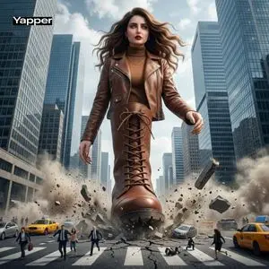 Giant Woman City Walk Video Prompt