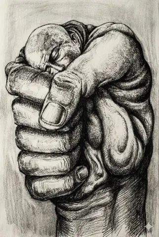 Surreal Charcoal Fist Sketch