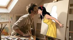 Surreal 2D to 3D Transition Kiss Prompt for Gemini 3