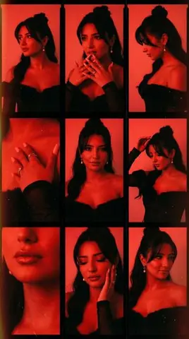 Red Gel-Lit Film Contact Sheet (9-Panel Collage)