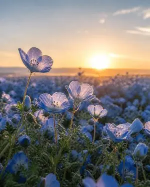 Dewy Nemophila Sunrise Macro