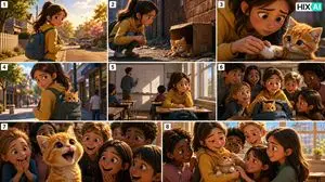 Eight-Panel Kitten Rescue Storyboard