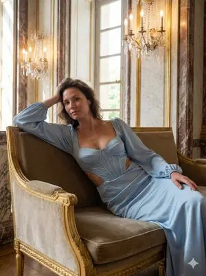 Cinematic Fashion Scene in a French Palace
