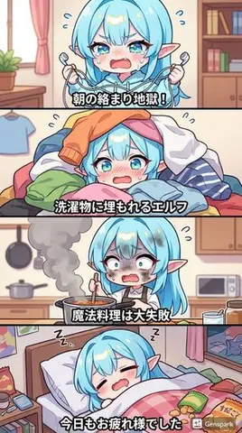 Four-panel comic about a clumsy elf