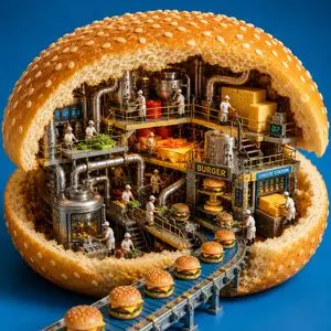 Miniature Burger Factory Render