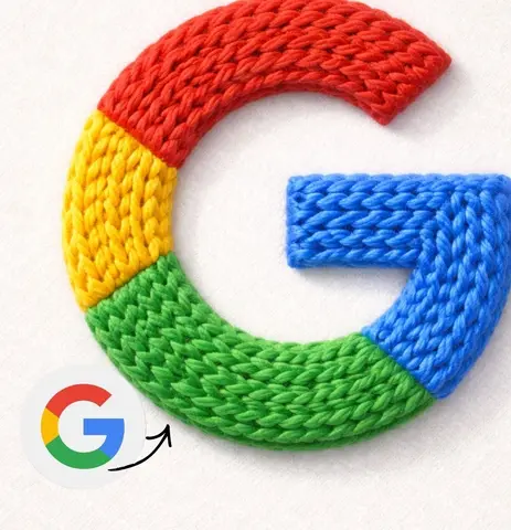 Instagram logo made from thick knitted wool yarn, handcrafted