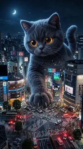 Plush Kaiju Cat Smashing Tokyo