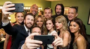 Selfie of multiple random female celebrities