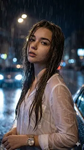 Hyper-Realistic Cinematic Night Portrait in Rain