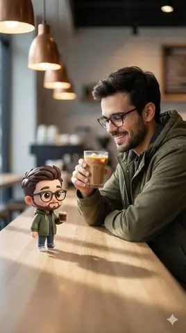 Cinematic Human with Stylized 3D Chibi