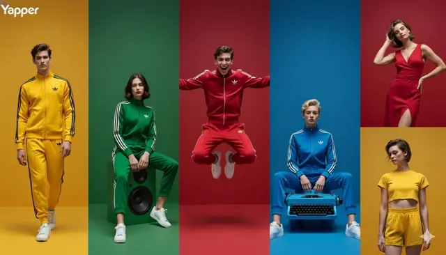A high-quality, split-screen fashion editorial advertisement featuring multiple panels