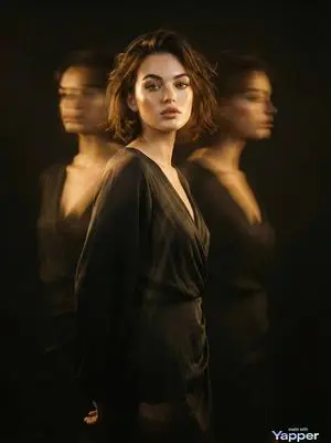Cinematic Fashion Portrait with Motion Blur Ghost Figures