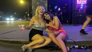 Candid Nightclub Curb Scene