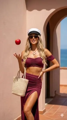 Mediterranean Glamour Portrait with Apple Prompt