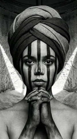 Monochrome Avant-Garde Portrait: Obsidian Ritual