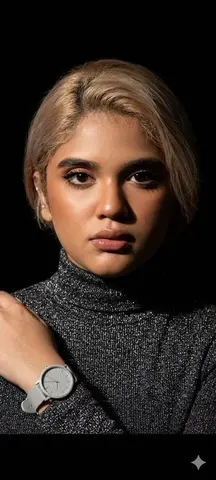 Elegant Studio Portrait with Sparkling Top