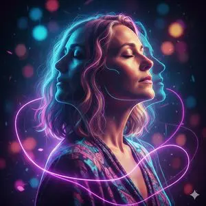 Triple Exposure Neon Portrait Prompt