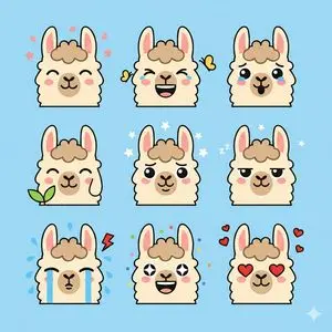 Flat Vector Llama Emoji Prompt