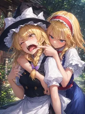 Playful Anime Witch Cheek Pull