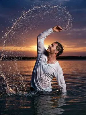 Cinematic Sunset Water Splash Portrait