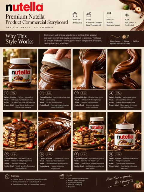 Comic / Storyboard - Gourmet Product Commercial Storyboard Template