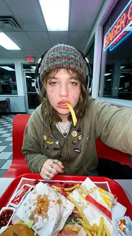 Gen-Z Anti-Aesthetic Diner Selfie