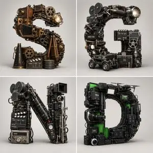 Filmmaking Eras Typographic Grid