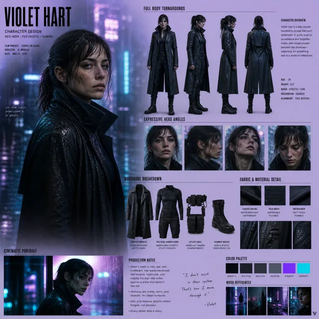 Neo-Noir Character Design Board