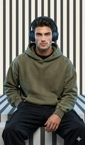 Graphic Portrait with Optical Illusion Background