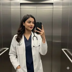 South Asian Doctor Mirror Selfie Prompt