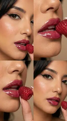 Raspberry Gloss Macro Editorial Grid Prompt