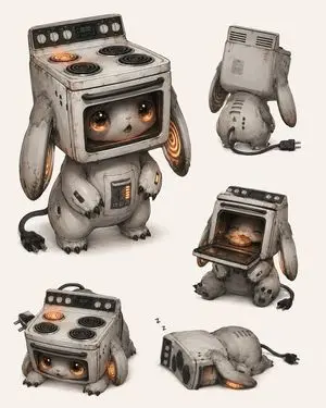 Vintage Stove Bunny Creature Sheet