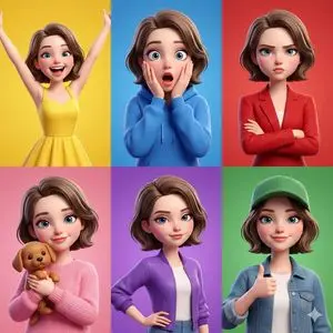 3D Pixar-Style Character Emotion Grid Prompt