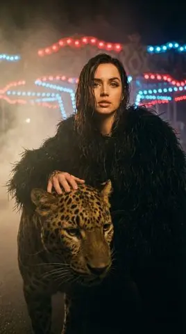 Cinematic Portrait Prompt with Leopard Interaction for Nano Banana Pro