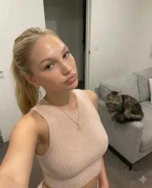 Realistic Smartphone Selfie with Cat in Living Room