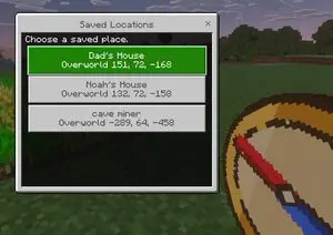 Minecraft Saved Locations UI Mockup