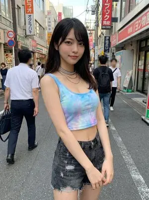 Virtual outfit try-on with Tokyo street option