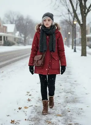Cinematic Winter Snowfall Portrait