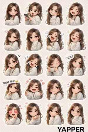 Chibi Anime Girl Sticker Sheet