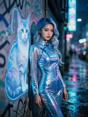 Cyberpunk Neon Alley Fashion Portrait Prompt