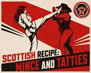 Vintage Red Propaganda Fight Poster
