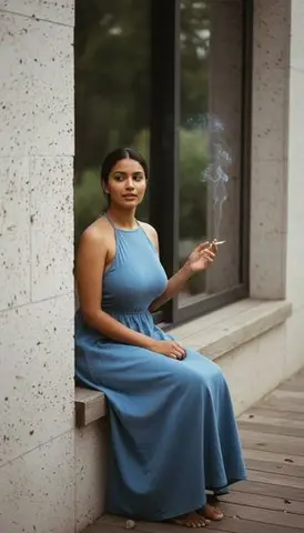 Ultra Photoreal Editorial Portrait of a Woman with Cigarette