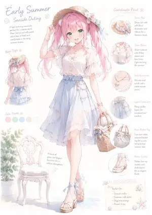 Pastel Seaside Fashion Coordinate Sheet