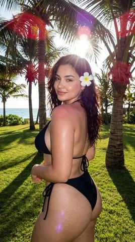 Black Bikini Tropical Lawn Selfie Vibe