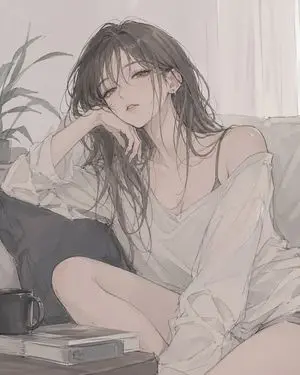 Relaxed Woman on Sofa Illustration