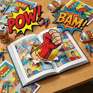 Superhero Comic Book Pop Art Diorama Prompt