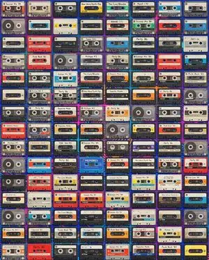 Vintage Cassette Tape Grid