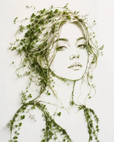 Minimalist Botanical Wall Art Portrait