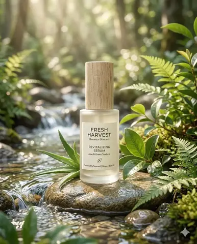 Eco-Friendly Skincare Product “Minimalist skincare bottle made of frosted